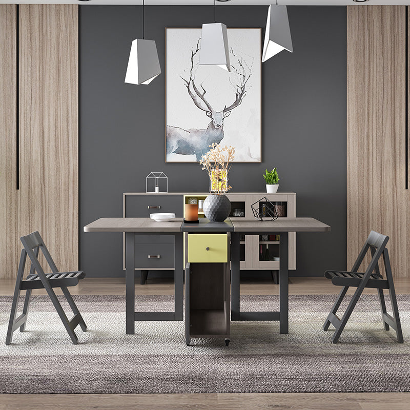 Mid-Century Modern Dining Table Rectangle Drop-Leaf 59" Dining Table(only table) Clearhalo ' dining_table' 'Dining Tables & Seating' 'Dining Tables' 'furn' 'furn_dining_table' 'Furniture' 'furniture_dining_table' 'Kitchen & Dining Furniture' 'kitchen&dining_furn' 'kitchen' 'kitchen_dining_table' 4060723