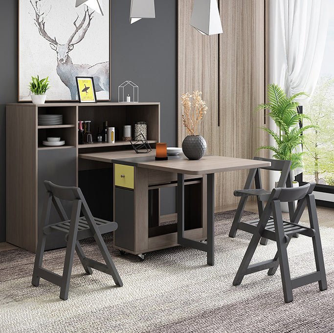 Mid-Century Modern Dining Table Rectangle Drop-Leaf 59" Dining Table(only table) Clearhalo ' dining_table' 'Dining Tables & Seating' 'Dining Tables' 'furn' 'furn_dining_table' 'Furniture' 'furniture_dining_table' 'Kitchen & Dining Furniture' 'kitchen&dining_furn' 'kitchen' 'kitchen_dining_table' 4060724