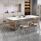 Sintered Stone Top Luxury Dining Table Rectangle Table with Gold Double Pedestal Clearhalo ' dining_table' 'Dining Tables & Seating' 'Dining Tables' 'furn' 'furn_dining_table' 'Furniture' 'furniture_dining_table' 'Kitchen & Dining Furniture' 'kitchen&dining_furn' 'kitchen' 'kitchen_dining_table' 4060742