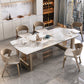 Sintered Stone Top Luxury Dining Table Rectangle Table with Gold Double Pedestal Clearhalo ' dining_table' 'Dining Tables & Seating' 'Dining Tables' 'furn' 'furn_dining_table' 'Furniture' 'furniture_dining_table' 'Kitchen & Dining Furniture' 'kitchen&dining_furn' 'kitchen' 'kitchen_dining_table' 4060743