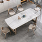 Sintered Stone Top Luxury Dining Table Rectangle Table with Gold Double Pedestal Clearhalo ' dining_table' 'Dining Tables & Seating' 'Dining Tables' 'furn' 'furn_dining_table' 'Furniture' 'furniture_dining_table' 'Kitchen & Dining Furniture' 'kitchen&dining_furn' 'kitchen' 'kitchen_dining_table' 4060750