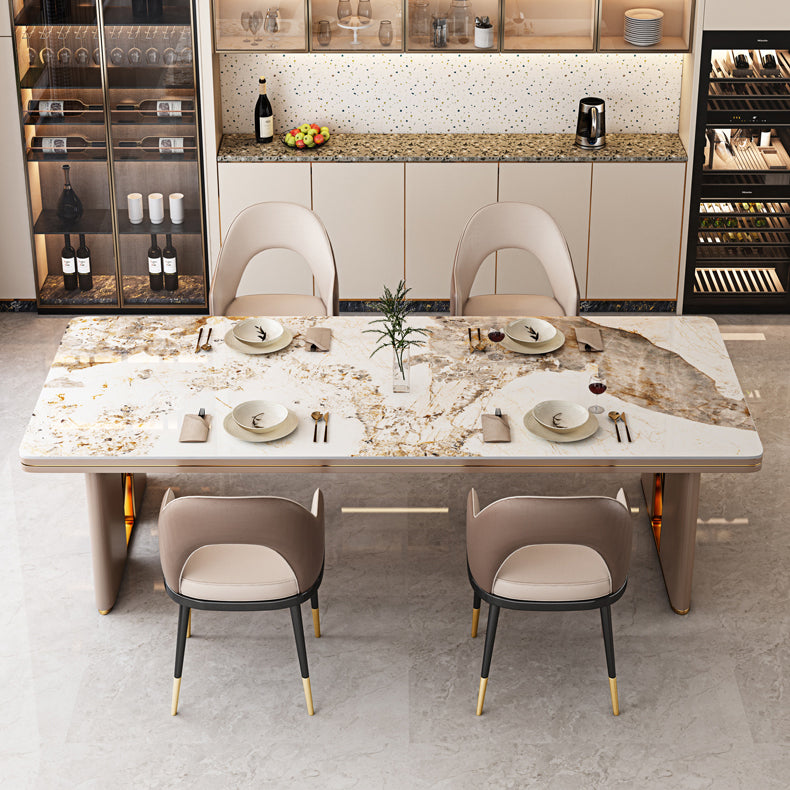 Luxury Sintered Stone Top Dining Table in White Rectangle Table with Double Pedestal Clearhalo ' dining_table' 'Dining Tables & Seating' 'Dining Tables' 'furn' 'furn_dining_table' 'Furniture' 'furniture_dining_table' 'Kitchen & Dining Furniture' 'kitchen&dining_furn' 'kitchen' 'kitchen_dining_table' 4060754