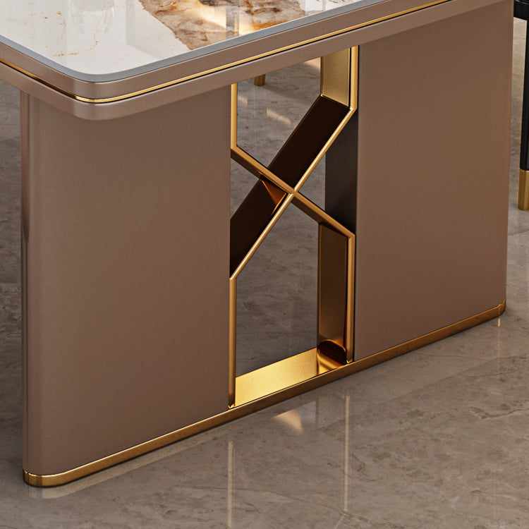 Luxury Sintered Stone Top Dining Table in White Rectangle Table with Double Pedestal Clearhalo ' dining_table' 'Dining Tables & Seating' 'Dining Tables' 'furn' 'furn_dining_table' 'Furniture' 'furniture_dining_table' 'Kitchen & Dining Furniture' 'kitchen&dining_furn' 'kitchen' 'kitchen_dining_table' 4060761