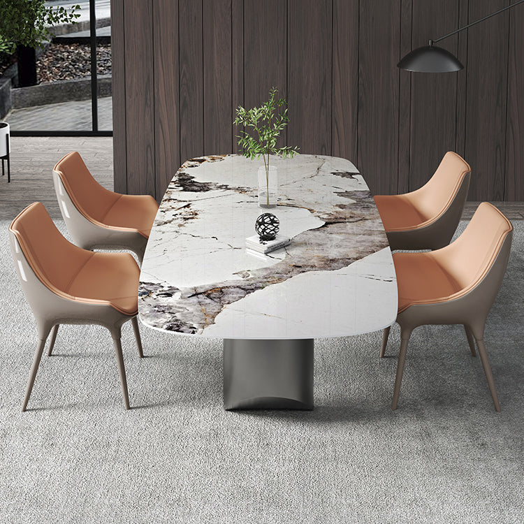 Luxury Sintered Stone Top Dining Table Rectangle Table with Double Pedestal Clearhalo ' dining_table' 'Dining Tables & Seating' 'Dining Tables' 'furn' 'furn_dining_table' 'Furniture' 'furniture_dining_table' 'Kitchen & Dining Furniture' 'kitchen&dining_furn' 'kitchen' 'kitchen_dining_table' 4060769