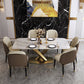 Rectangle Traditional Luxury Dining Table Sintered Stone Table with Gold Pedestal Base Clearhalo ' dining_table' 'Dining Tables & Seating' 'Dining Tables' 'furn' 'furn_dining_table' 'Furniture' 'furniture_dining_table' 'Kitchen & Dining Furniture' 'kitchen&dining_furn' 'kitchen' 'kitchen_dining_table' 4060779