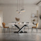 Rectangle Traditional Luxury Dining Table Sintered Stone Table with Black Pedestal Base Clearhalo ' dining_table' 'Dining Tables & Seating' 'Dining Tables' 'furn' 'furn_dining_table' 'Furniture' 'furniture_dining_table' 'Kitchen & Dining Furniture' 'kitchen&dining_furn' 'kitchen' 'kitchen_dining_table' 4060792