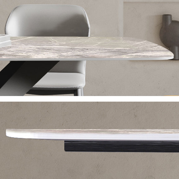 Rectangle Traditional Luxury Dining Table Sintered Stone Table with Black Pedestal Base Clearhalo ' dining_table' 'Dining Tables & Seating' 'Dining Tables' 'furn' 'furn_dining_table' 'Furniture' 'furniture_dining_table' 'Kitchen & Dining Furniture' 'kitchen&dining_furn' 'kitchen' 'kitchen_dining_table' 4060798