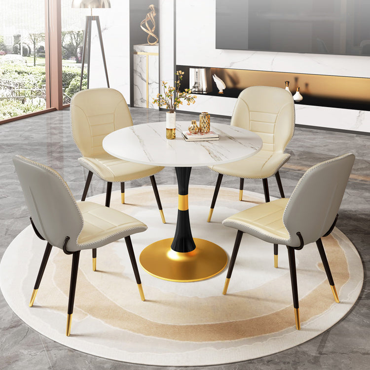 Round Traditional Luxury Dining Table Sintered Stone Table with Tulip Base Clearhalo ' dining_table' 'Dining Tables & Seating' 'Dining Tables' 'furn' 'furn_dining_table' 'Furniture' 'furniture_dining_table' 'Kitchen & Dining Furniture' 'kitchen&dining_furn' 'kitchen' 'kitchen_dining_table' 4060829