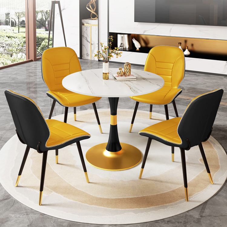 Round Traditional Luxury Dining Table Sintered Stone Table with Tulip Base Clearhalo ' dining_table' 'Dining Tables & Seating' 'Dining Tables' 'furn' 'furn_dining_table' 'Furniture' 'furniture_dining_table' 'Kitchen & Dining Furniture' 'kitchen&dining_furn' 'kitchen' 'kitchen_dining_table' 4060830