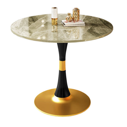 Round Traditional Luxury Dining Table Sintered Stone Table with Tulip Base Gray Without Chairs Clearhalo ' dining_table' 'Dining Tables & Seating' 'Dining Tables' 'furn' 'furn_dining_table' 'Furniture' 'furniture_dining_table' 'Kitchen & Dining Furniture' 'kitchen&dining_furn' 'kitchen' 'kitchen_dining_table' 4060835