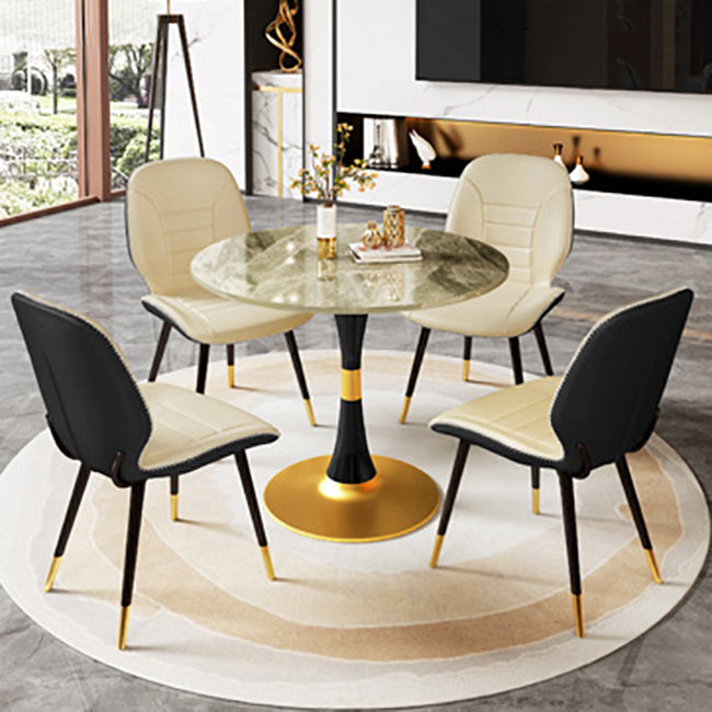 Round Traditional Luxury Dining Table Sintered Stone Table with Tulip Base Clearhalo ' dining_table' 'Dining Tables & Seating' 'Dining Tables' 'furn' 'furn_dining_table' 'Furniture' 'furniture_dining_table' 'Kitchen & Dining Furniture' 'kitchen&dining_furn' 'kitchen' 'kitchen_dining_table' 4060837