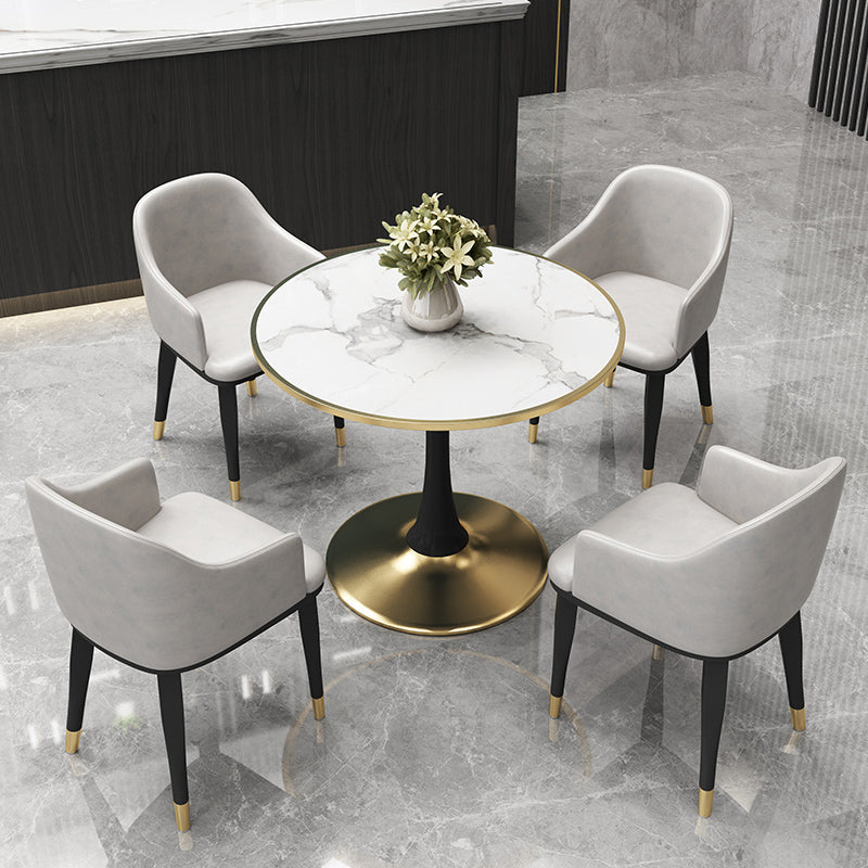 31.5-inch Metal Contemporary Dining Table Round Table for Kitchen and Dining Room Clearhalo ' dining_table' 'Dining Tables & Seating' 'Dining Tables' 'furn' 'furn_dining_table' 'Furniture' 'furniture_dining_table' 'Kitchen & Dining Furniture' 'kitchen&dining_furn' 'kitchen' 'kitchen_dining_table' 4060903