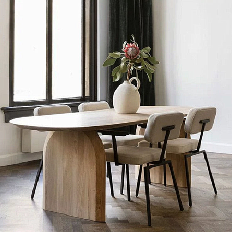 Oval Dinette Table Simplicity Style Double Pedestal Furniture for Indoor Clearhalo ' dining_table' 'Dining Tables & Seating' 'Dining Tables' 'furn' 'furn_dining_table' 'Furniture' 'furniture_dining_table' 'Kitchen & Dining Furniture' 'kitchen&dining_furn' 'kitchen' 'kitchen_dining_table' 4060917