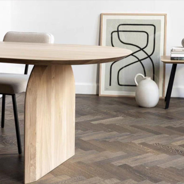 Oval Dinette Table Simplicity Style Double Pedestal Furniture for Indoor Clearhalo ' dining_table' 'Dining Tables & Seating' 'Dining Tables' 'furn' 'furn_dining_table' 'Furniture' 'furniture_dining_table' 'Kitchen & Dining Furniture' 'kitchen&dining_furn' 'kitchen' 'kitchen_dining_table' 4060922
