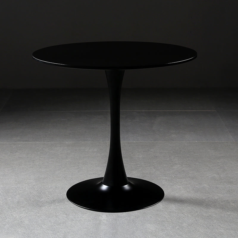 Metal Contemporary Round Dining Table Wood Top Table with Tulip Black Without Chairs Clearhalo ' dining_table' 'Dining Tables & Seating' 'Dining Tables' 'furn' 'furn_dining_table' 'Furniture' 'furniture_dining_table' 'Kitchen & Dining Furniture' 'kitchen&dining_furn' 'kitchen' 'kitchen_dining_table' 4060931