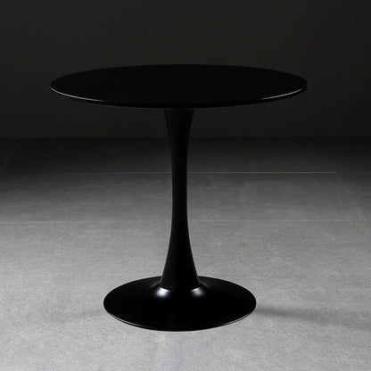 Metal Contemporary Round Dining Table Wood Top Table with Tulip Black Without Chairs Clearhalo ' dining_table' 'Dining Tables & Seating' 'Dining Tables' 'furn' 'furn_dining_table' 'Furniture' 'furniture_dining_table' 'Kitchen & Dining Furniture' 'kitchen&dining_furn' 'kitchen' 'kitchen_dining_table' 4060931