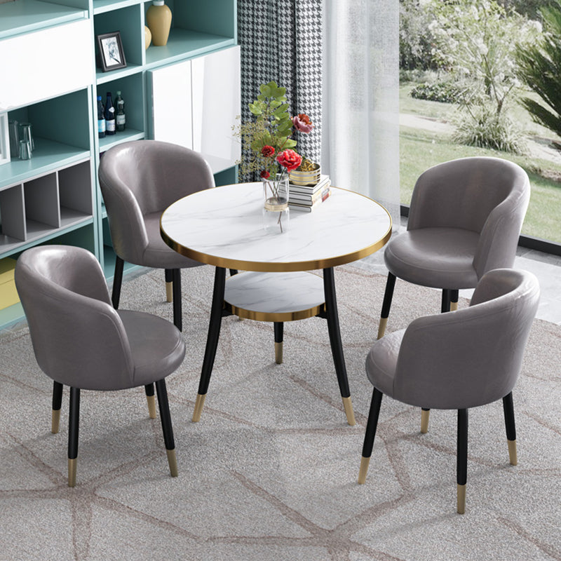 Metal Contemporary Round Dining Table Manufactured Wood Dining Table with Legs Clearhalo ' dining_table' 'Dining Tables & Seating' 'Dining Tables' 'furn' 'furn_dining_table' 'Furniture' 'furniture_dining_table' 'Kitchen & Dining Furniture' 'kitchen&dining_furn' 'kitchen' 'kitchen_dining_table' 4060987