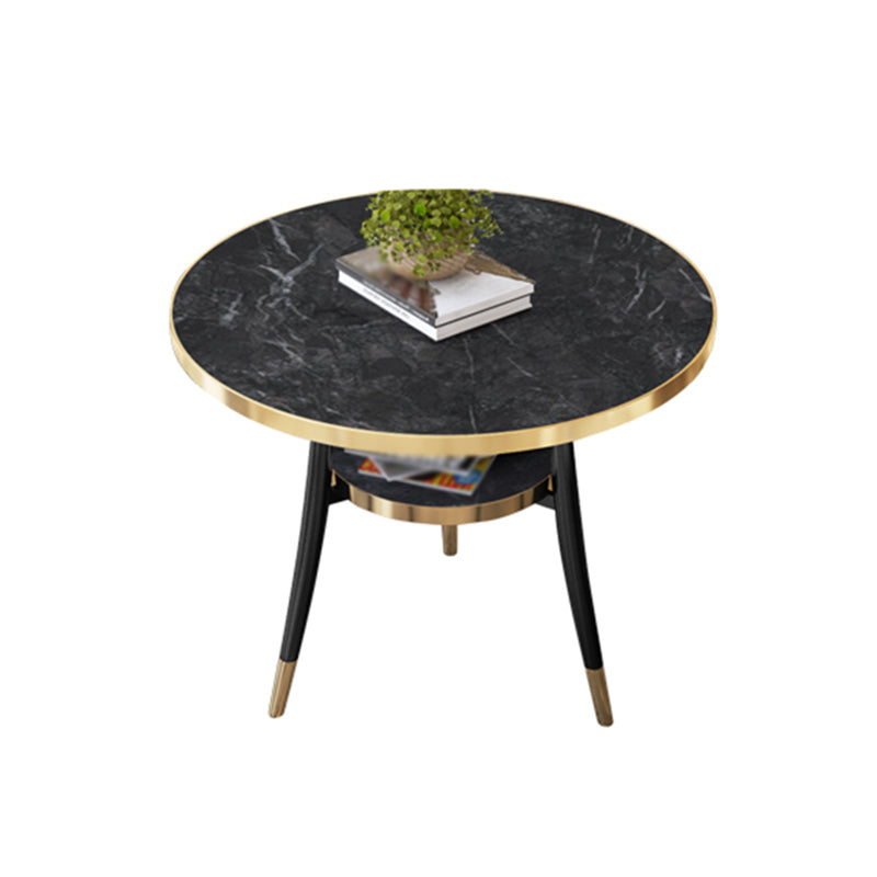 Metal Contemporary Round Dining Table Manufactured Wood Dining Table with Legs Black Without Chairs Clearhalo ' dining_table' 'Dining Tables & Seating' 'Dining Tables' 'furn' 'furn_dining_table' 'Furniture' 'furniture_dining_table' 'Kitchen & Dining Furniture' 'kitchen&dining_furn' 'kitchen' 'kitchen_dining_table' 4060988