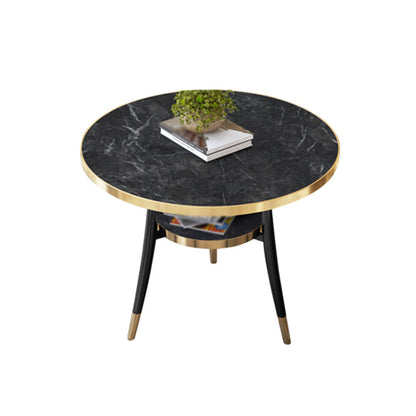 Metal Contemporary Round Dining Table Manufactured Wood Dining Table with Legs Black Without Chairs Clearhalo ' dining_table' 'Dining Tables & Seating' 'Dining Tables' 'furn' 'furn_dining_table' 'Furniture' 'furniture_dining_table' 'Kitchen & Dining Furniture' 'kitchen&dining_furn' 'kitchen' 'kitchen_dining_table' 4060988