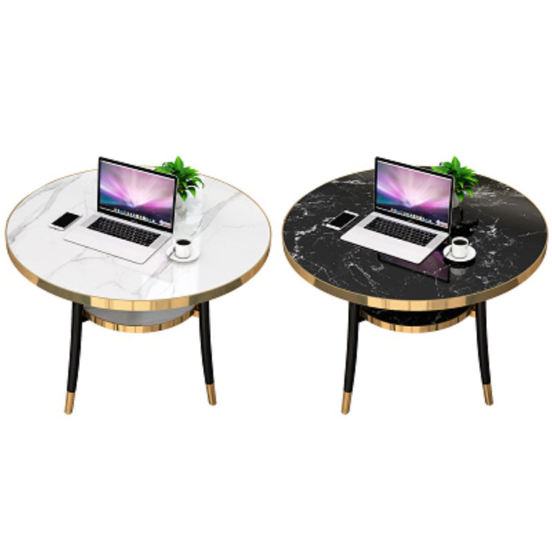 Metal Contemporary Round Dining Table Manufactured Wood Dining Table with Legs Clearhalo ' dining_table' 'Dining Tables & Seating' 'Dining Tables' 'furn' 'furn_dining_table' 'Furniture' 'furniture_dining_table' 'Kitchen & Dining Furniture' 'kitchen&dining_furn' 'kitchen' 'kitchen_dining_table' 4060997