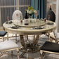 Luxury Style Marble Dining Table Metallic Single Pedestal Round Table for Home Gray Without Chairs Clearhalo ' dining_table' 'Dining Tables & Seating' 'Dining Tables' 'furn' 'furn_dining_table' 'Furniture' 'furniture_dining_table' 'Kitchen & Dining Furniture' 'kitchen&dining_furn' 'kitchen' 'kitchen_dining_table' 4061002