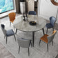 Sintered Stone Top Extendable Round Table for Restaurant Modern Dining Table with Black 4 Legs Clearhalo ' dining_table' 'Dining Tables & Seating' 'Dining Tables' 'furn' 'furn_dining_table' 'Furniture' 'furniture_dining_table' 'Kitchen & Dining Furniture' 'kitchen&dining_furn' 'kitchen' 'kitchen_dining_table' 4061015