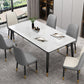 Modern Sintered Stone Top Table Rectangle Kitchen Dining Table with 4 Legs Base White Without Chairs Clearhalo ' dining_table' 'Dining Tables & Seating' 'Dining Tables' 'furn' 'furn_dining_table' 'Furniture' 'furniture_dining_table' 'Kitchen & Dining Furniture' 'kitchen&dining_furn' 'kitchen' 'kitchen_dining_table' 4061033