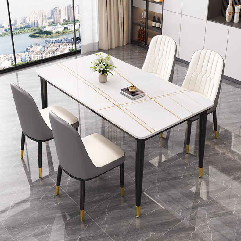 Industrial Rectangle Shape Table Sintered Stone Top Dining Table for Kitchen Clearhalo ' dining_table' 'Dining Tables & Seating' 'Dining Tables' 'furn' 'furn_dining_table' 'Furniture' 'furniture_dining_table' 'Kitchen & Dining Furniture' 'kitchen&dining_furn' 'kitchen' 'kitchen_dining_table' 4061063