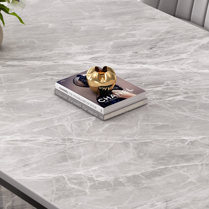 Industrial Rectangle Shape Table Sintered Stone Top Dining Table for Kitchen Clearhalo ' dining_table' 'Dining Tables & Seating' 'Dining Tables' 'furn' 'furn_dining_table' 'Furniture' 'furniture_dining_table' 'Kitchen & Dining Furniture' 'kitchen&dining_furn' 'kitchen' 'kitchen_dining_table' 4061068