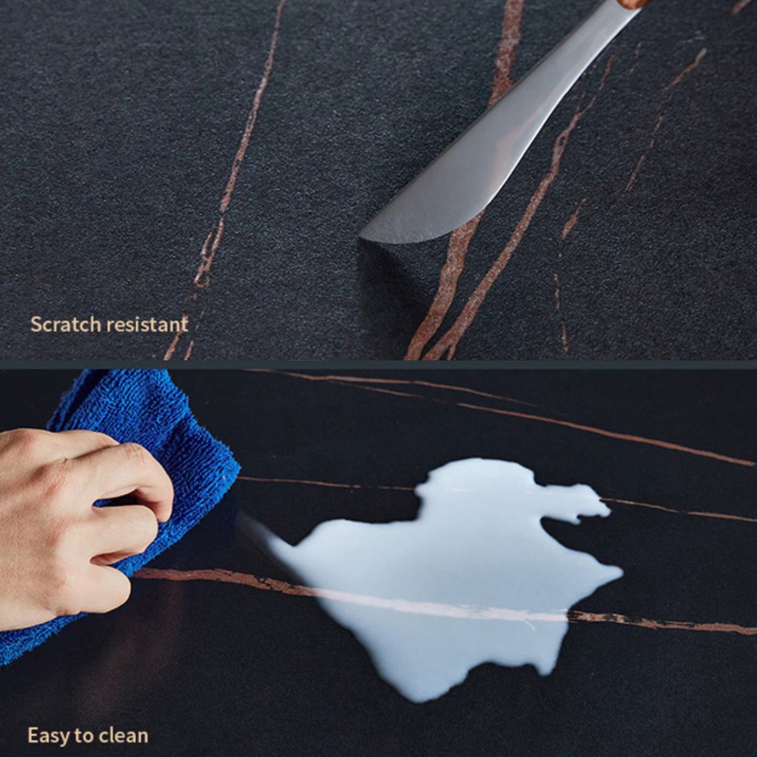 Industrial Rectangle Shape Table Sintered Stone Top Dining Table for Kitchen Clearhalo ' dining_table' 'Dining Tables & Seating' 'Dining Tables' 'furn' 'furn_dining_table' 'Furniture' 'furniture_dining_table' 'Kitchen & Dining Furniture' 'kitchen&dining_furn' 'kitchen' 'kitchen_dining_table' 4061069