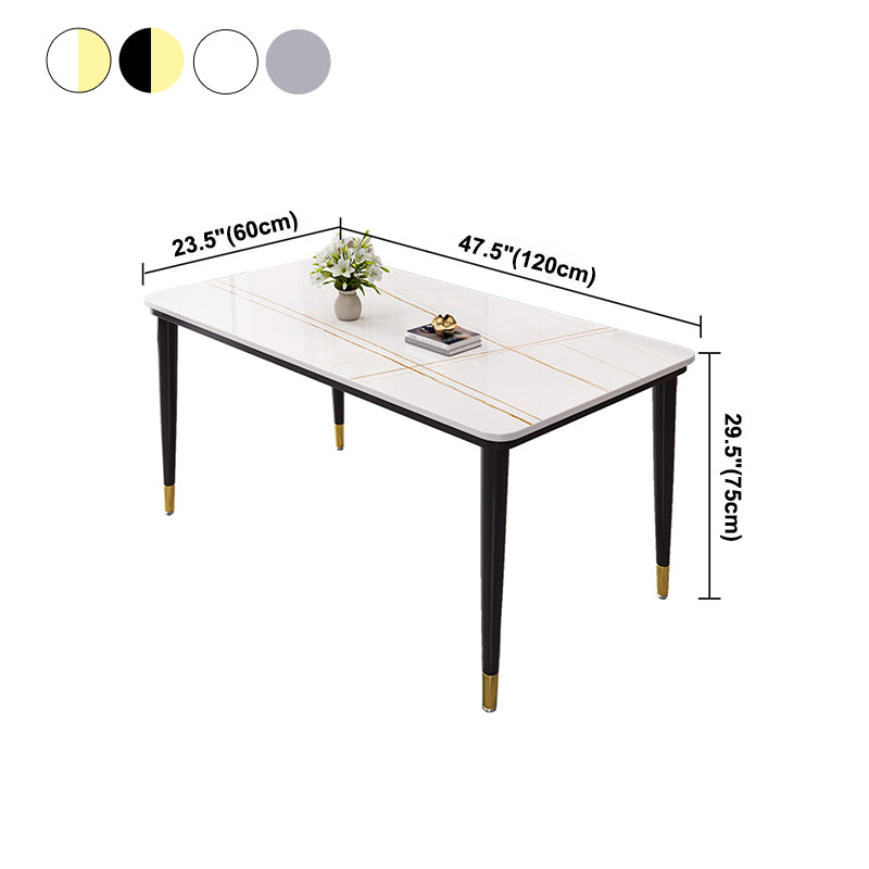Industrial Rectangle Shape Table Sintered Stone Top Dining Table for Kitchen Clearhalo ' dining_table' 'Dining Tables & Seating' 'Dining Tables' 'furn' 'furn_dining_table' 'Furniture' 'furniture_dining_table' 'Kitchen & Dining Furniture' 'kitchen&dining_furn' 'kitchen' 'kitchen_dining_table' 4061070
