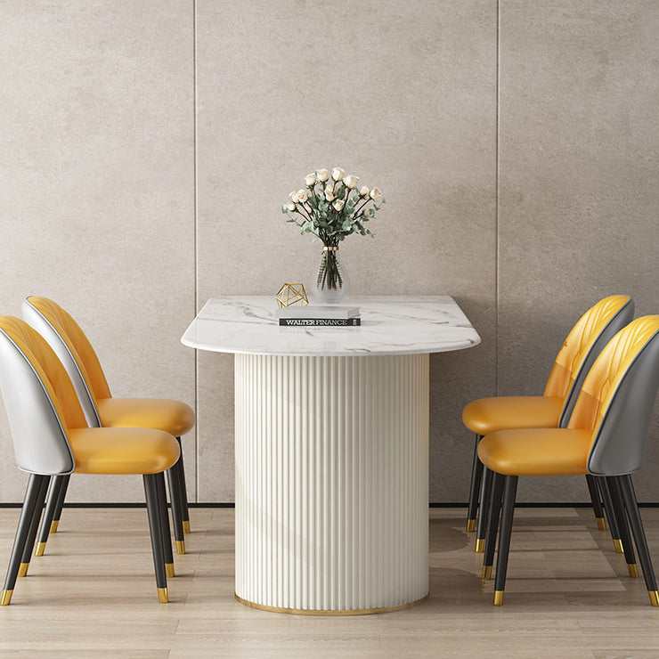 Contemporary Style Stone Dining Table Double Pedestal Base Freeform Table for Home Clearhalo ' dining_table' 'Dining Tables & Seating' 'Dining Tables' 'furn' 'furn_dining_table' 'Furniture' 'furniture_dining_table' 'Kitchen & Dining Furniture' 'kitchen&dining_furn' 'kitchen' 'kitchen_dining_table' 4061083