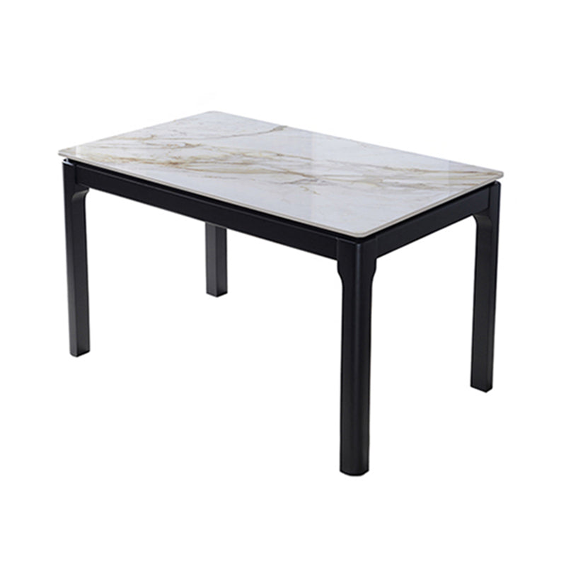 Mid-Century Sintered Stone Dining Table 4 Legs Rubberwood Base Rectangle Table for Home Black Without Chairs Clearhalo ' dining_table' 'Dining Tables & Seating' 'Dining Tables' 'furn' 'furn_dining_table' 'Furniture' 'furniture_dining_table' 'Kitchen & Dining Furniture' 'kitchen&dining_furn' 'kitchen' 'kitchen_dining_table' 4061092