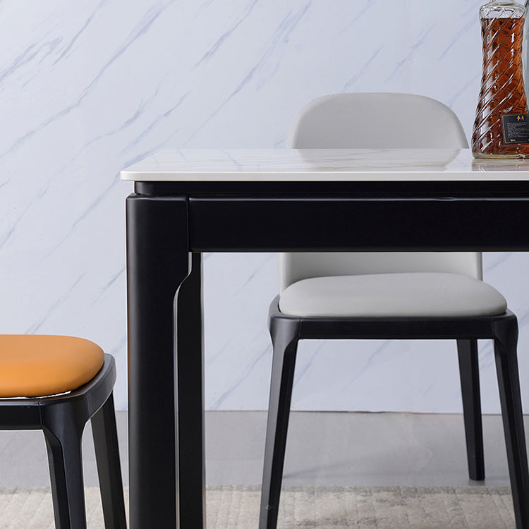 Mid-Century Sintered Stone Dining Table 4 Legs Rubberwood Base Rectangle Table for Home Clearhalo ' dining_table' 'Dining Tables & Seating' 'Dining Tables' 'furn' 'furn_dining_table' 'Furniture' 'furniture_dining_table' 'Kitchen & Dining Furniture' 'kitchen&dining_furn' 'kitchen' 'kitchen_dining_table' 4061094