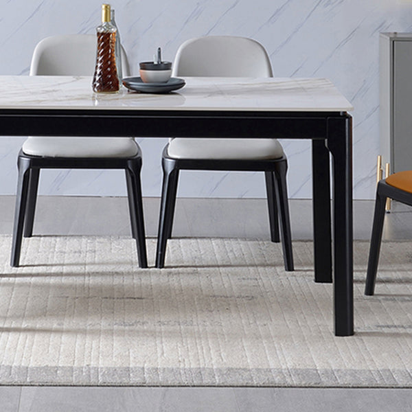 Mid-Century Sintered Stone Dining Table 4 Legs Rubberwood Base Rectangle Table for Home Clearhalo ' dining_table' 'Dining Tables & Seating' 'Dining Tables' 'furn' 'furn_dining_table' 'Furniture' 'furniture_dining_table' 'Kitchen & Dining Furniture' 'kitchen&dining_furn' 'kitchen' 'kitchen_dining_table' 4061095