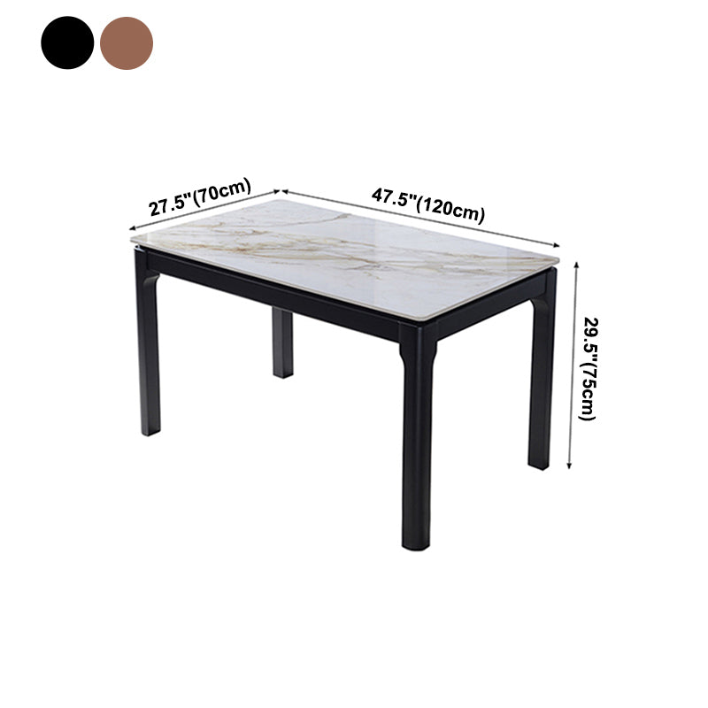 Mid-Century Sintered Stone Dining Table 4 Legs Rubberwood Base Rectangle Table for Home Clearhalo ' dining_table' 'Dining Tables & Seating' 'Dining Tables' 'furn' 'furn_dining_table' 'Furniture' 'furniture_dining_table' 'Kitchen & Dining Furniture' 'kitchen&dining_furn' 'kitchen' 'kitchen_dining_table' 4061097