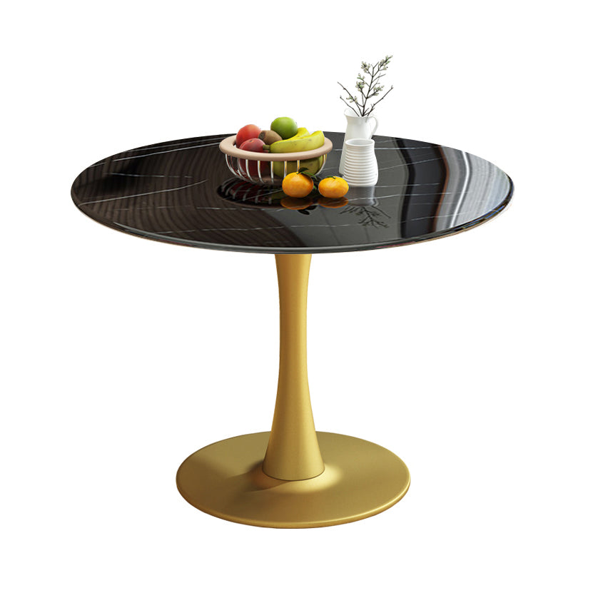 31.5-inch Metal Traditional Luxury Dining Table Round Indoor Table with Tulip Black Without Chairs Clearhalo ' dining_table' 'Dining Tables & Seating' 'Dining Tables' 'furn' 'furn_dining_table' 'Furniture' 'furniture_dining_table' 'Kitchen & Dining Furniture' 'kitchen&dining_furn' 'kitchen' 'kitchen_dining_table' 4061116