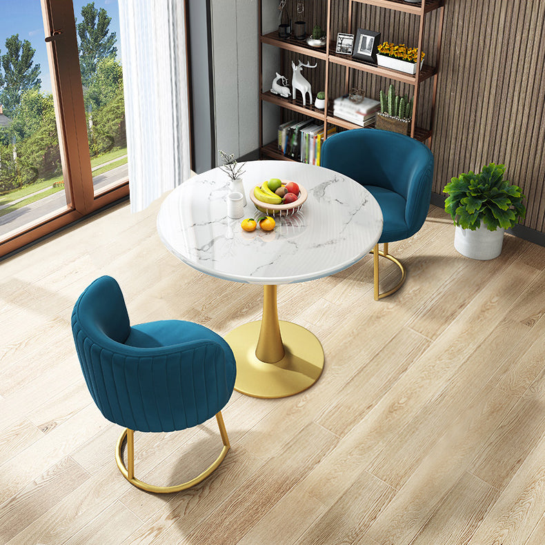 31.5-inch Metal Traditional Luxury Dining Table Round Indoor Table with Tulip Clearhalo ' dining_table' 'Dining Tables & Seating' 'Dining Tables' 'furn' 'furn_dining_table' 'Furniture' 'furniture_dining_table' 'Kitchen & Dining Furniture' 'kitchen&dining_furn' 'kitchen' 'kitchen_dining_table' 4061121