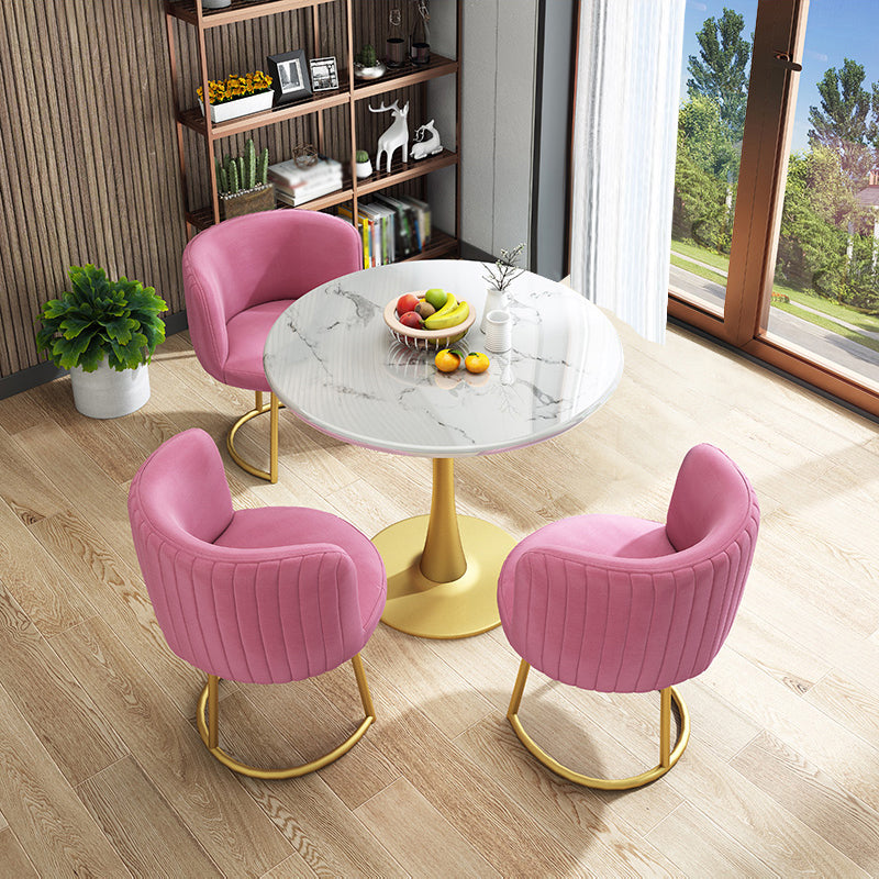 31.5-inch Metal Traditional Luxury Dining Table Round Indoor Table with Tulip Clearhalo ' dining_table' 'Dining Tables & Seating' 'Dining Tables' 'furn' 'furn_dining_table' 'Furniture' 'furniture_dining_table' 'Kitchen & Dining Furniture' 'kitchen&dining_furn' 'kitchen' 'kitchen_dining_table' 4061122