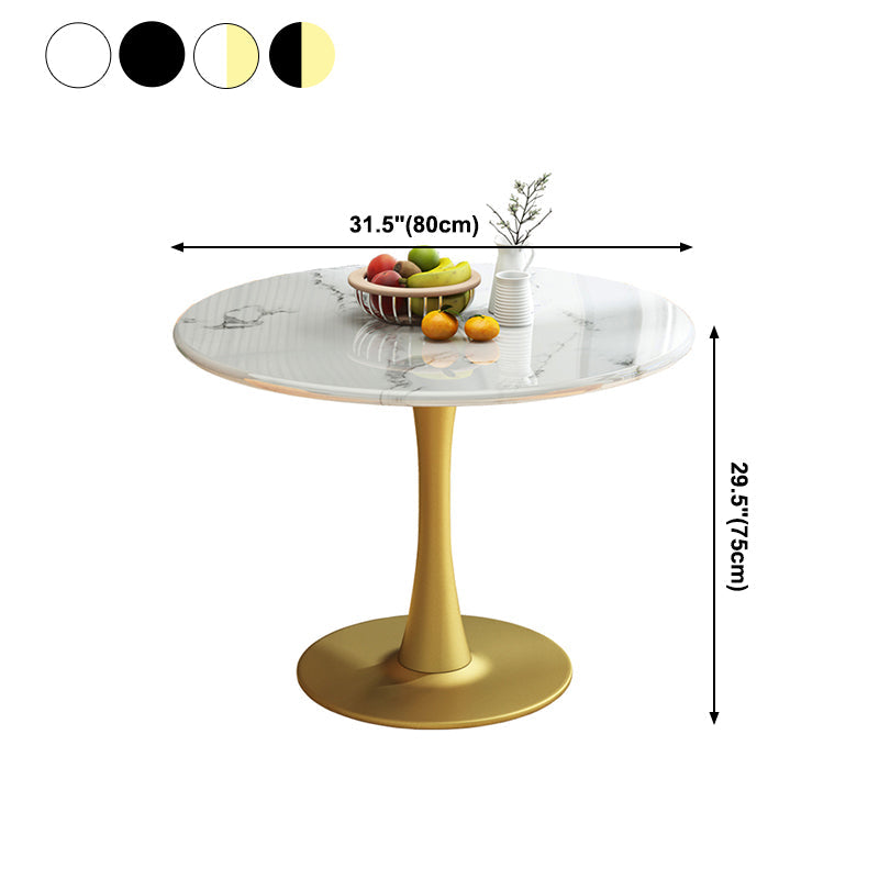 31.5-inch Metal Traditional Luxury Dining Table Round Indoor Table with Tulip Clearhalo ' dining_table' 'Dining Tables & Seating' 'Dining Tables' 'furn' 'furn_dining_table' 'Furniture' 'furniture_dining_table' 'Kitchen & Dining Furniture' 'kitchen&dining_furn' 'kitchen' 'kitchen_dining_table' 4061124