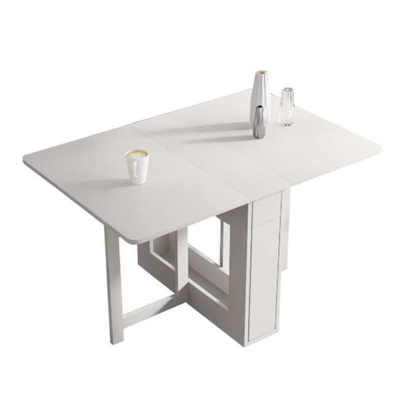 Foldable Artificial Wood Table in White Medieval Modern Rectangle Table with Trestle Base Without Chairs Clearhalo ' dining_table' 'Dining Tables & Seating' 'Dining Tables' 'furn' 'furn_dining_table' 'Furniture' 'furniture_dining_table' 'Kitchen & Dining Furniture' 'kitchen&dining_furn' 'kitchen' 'kitchen_dining_table' 4061177