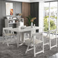 Foldable Artificial Wood Table in White Medieval Modern Rectangle Table with Trestle Base Clearhalo ' dining_table' 'Dining Tables & Seating' 'Dining Tables' 'furn' 'furn_dining_table' 'Furniture' 'furniture_dining_table' 'Kitchen & Dining Furniture' 'kitchen&dining_furn' 'kitchen' 'kitchen_dining_table' 4061179