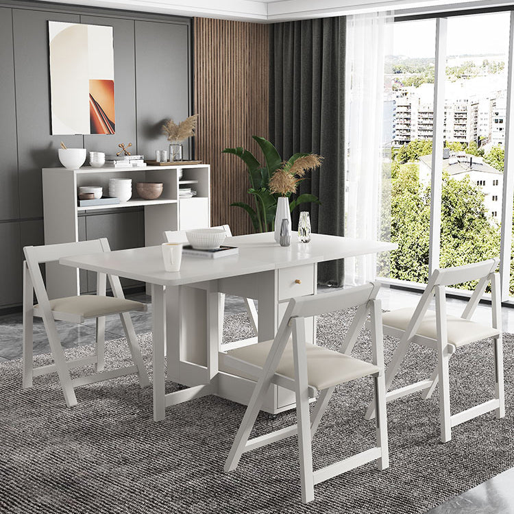 Foldable Artificial Wood Table in White Medieval Modern Rectangle Table with Trestle Base Clearhalo ' dining_table' 'Dining Tables & Seating' 'Dining Tables' 'furn' 'furn_dining_table' 'Furniture' 'furniture_dining_table' 'Kitchen & Dining Furniture' 'kitchen&dining_furn' 'kitchen' 'kitchen_dining_table' 4061179