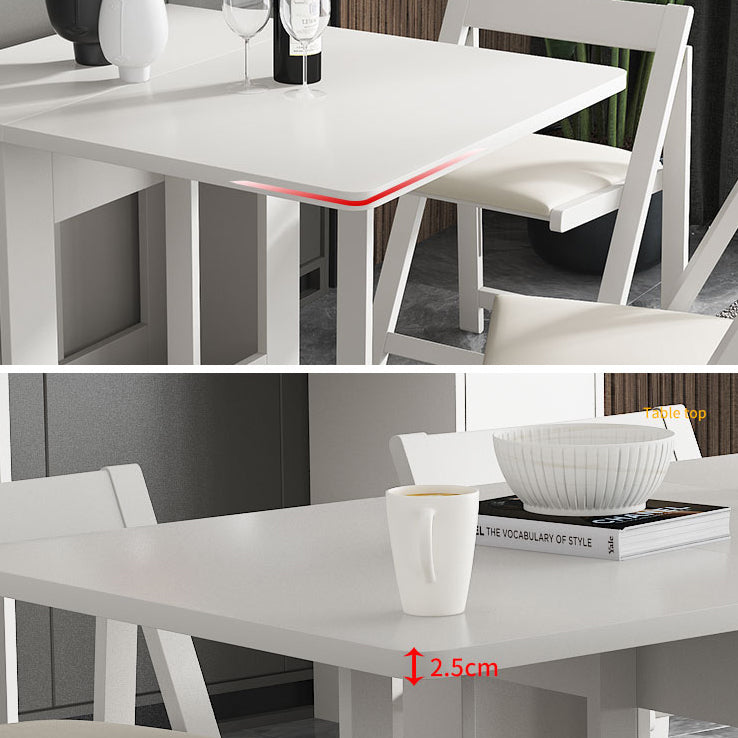 Foldable Artificial Wood Table in White Medieval Modern Rectangle Table with Trestle Base Clearhalo ' dining_table' 'Dining Tables & Seating' 'Dining Tables' 'furn' 'furn_dining_table' 'Furniture' 'furniture_dining_table' 'Kitchen & Dining Furniture' 'kitchen&dining_furn' 'kitchen' 'kitchen_dining_table' 4061182