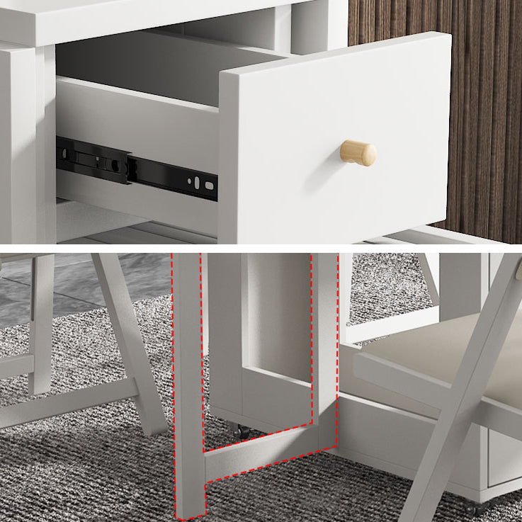 Foldable Artificial Wood Table in White Medieval Modern Rectangle Table with Trestle Base Clearhalo ' dining_table' 'Dining Tables & Seating' 'Dining Tables' 'furn' 'furn_dining_table' 'Furniture' 'furniture_dining_table' 'Kitchen & Dining Furniture' 'kitchen&dining_furn' 'kitchen' 'kitchen_dining_table' 4061183