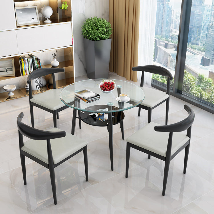 Modern Glass Dining Table 31.5" Round Dining Table with Black Frame for Home Use Clearhalo ' dining_table' 'Dining Tables & Seating' 'Dining Tables' 'furn' 'furn_dining_table' 'Furniture' 'furniture_dining_table' 'Kitchen & Dining Furniture' 'kitchen&dining_furn' 'kitchen' 'kitchen_dining_table' 4061187