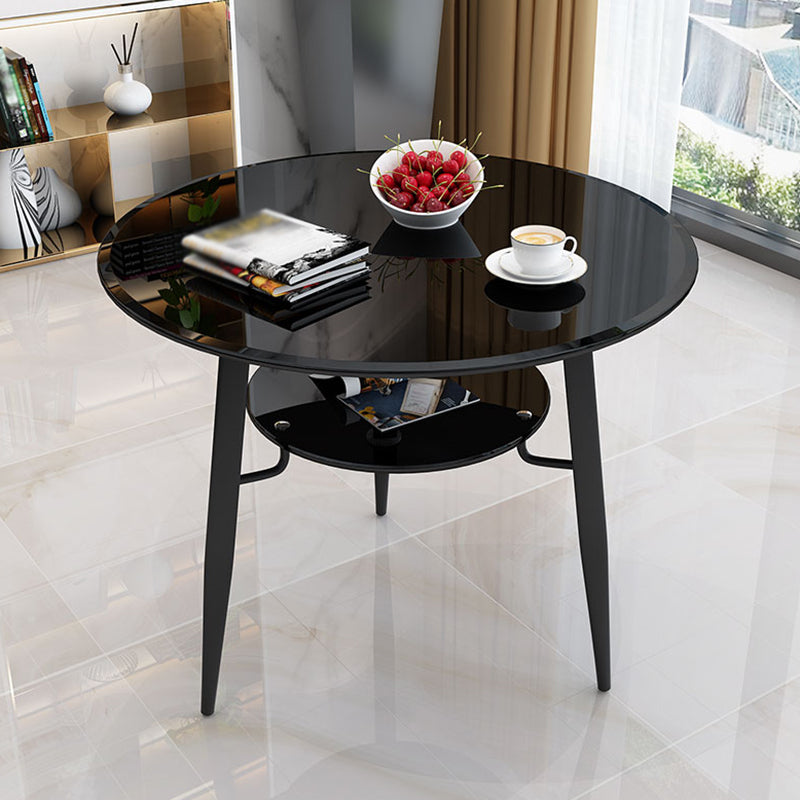 Modern Glass Dining Table 31.5" Round Dining Table with Black Frame for Home Use Black Without Chairs Clearhalo ' dining_table' 'Dining Tables & Seating' 'Dining Tables' 'furn' 'furn_dining_table' 'Furniture' 'furniture_dining_table' 'Kitchen & Dining Furniture' 'kitchen&dining_furn' 'kitchen' 'kitchen_dining_table' 4061188