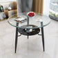 Modern Glass Dining Table 31.5" Round Dining Table with Black Frame for Home Use Clearhalo ' dining_table' 'Dining Tables & Seating' 'Dining Tables' 'furn' 'furn_dining_table' 'Furniture' 'furniture_dining_table' 'Kitchen & Dining Furniture' 'kitchen&dining_furn' 'kitchen' 'kitchen_dining_table' 4061190