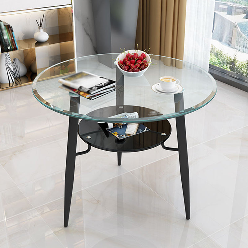 Modern Glass Dining Table 31.5" Round Dining Table with Black Frame for Home Use Clearhalo ' dining_table' 'Dining Tables & Seating' 'Dining Tables' 'furn' 'furn_dining_table' 'Furniture' 'furniture_dining_table' 'Kitchen & Dining Furniture' 'kitchen&dining_furn' 'kitchen' 'kitchen_dining_table' 4061190