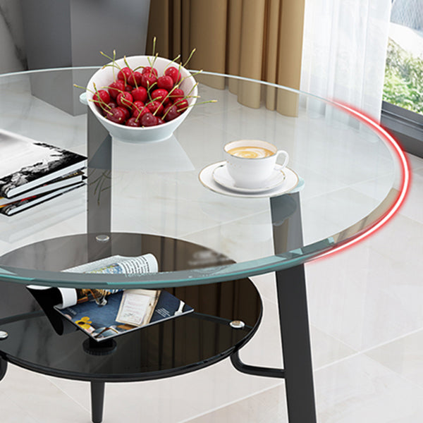 Modern Glass Dining Table 31.5" Round Dining Table with Black Frame for Home Use Clearhalo ' dining_table' 'Dining Tables & Seating' 'Dining Tables' 'furn' 'furn_dining_table' 'Furniture' 'furniture_dining_table' 'Kitchen & Dining Furniture' 'kitchen&dining_furn' 'kitchen' 'kitchen_dining_table' 4061193